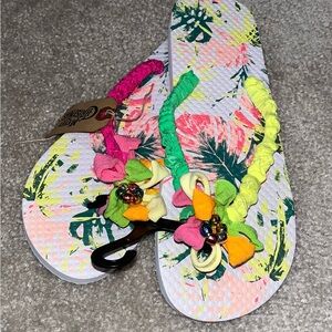 Pina Colada -custom made Floral Flip Flops